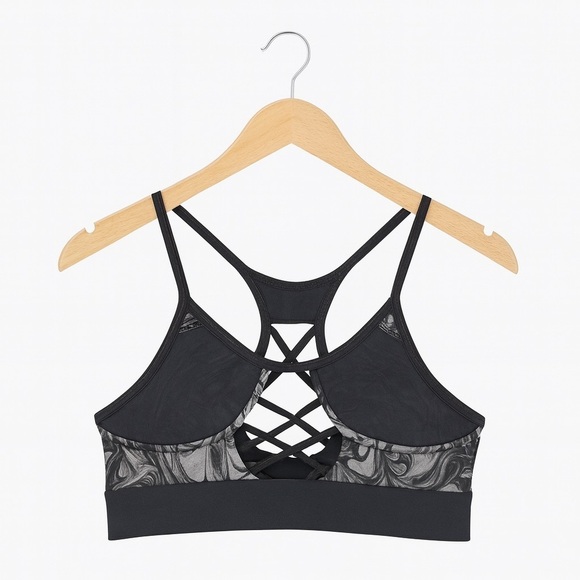 Victoria’s Secret The Player Strappy Racerback Sports Bra Black & White Large - Picture 2 of 2